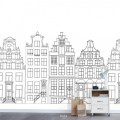 A5500190 estahome amsterdamse-grachtenhuisjes-behang-zwart-wit-sfeer Tangara groothandel  kinderopvang